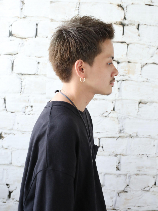 メンズベリーショート×アップバング