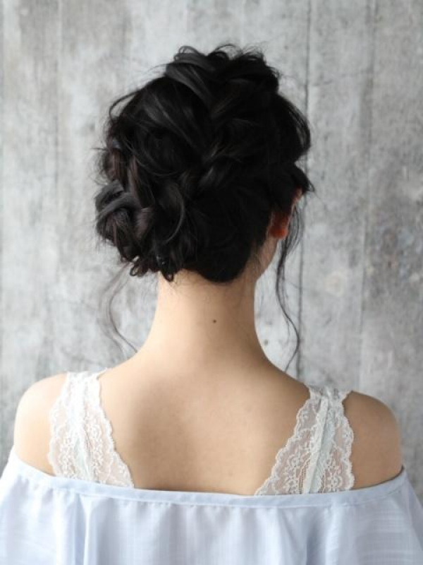 ミディアムサイド編み込みアップの簡単アレンジまとめ髪