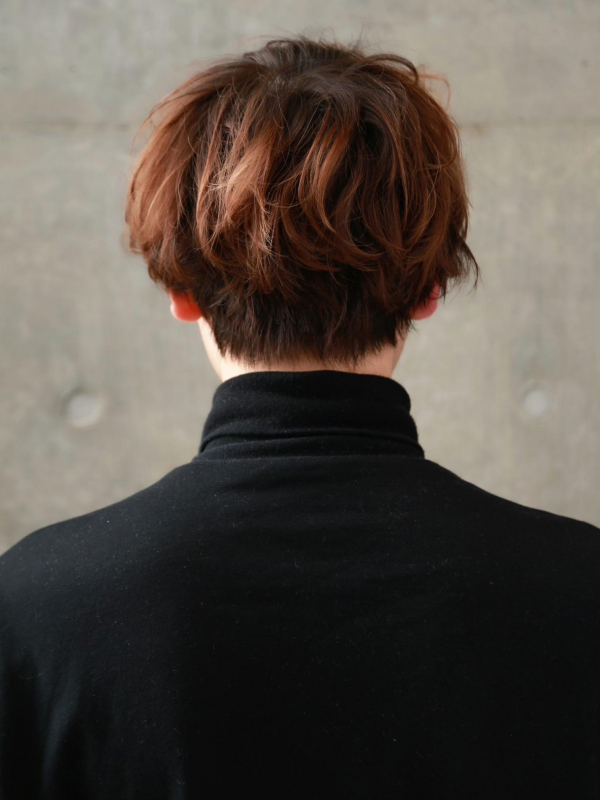 セミロング×メンズマッシュパーマ