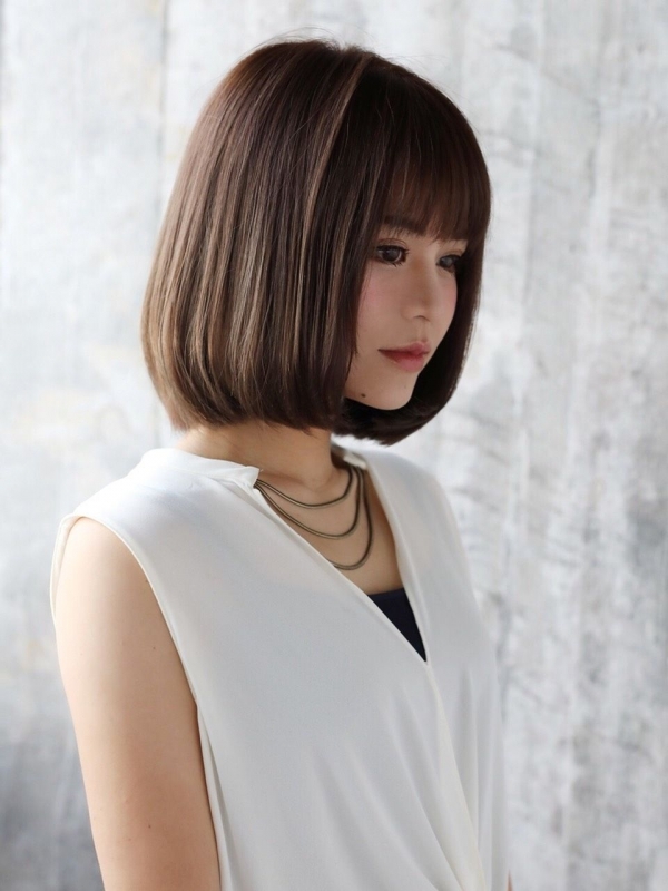 前髪あり×黒髪で大人可愛い韓国風ボブ