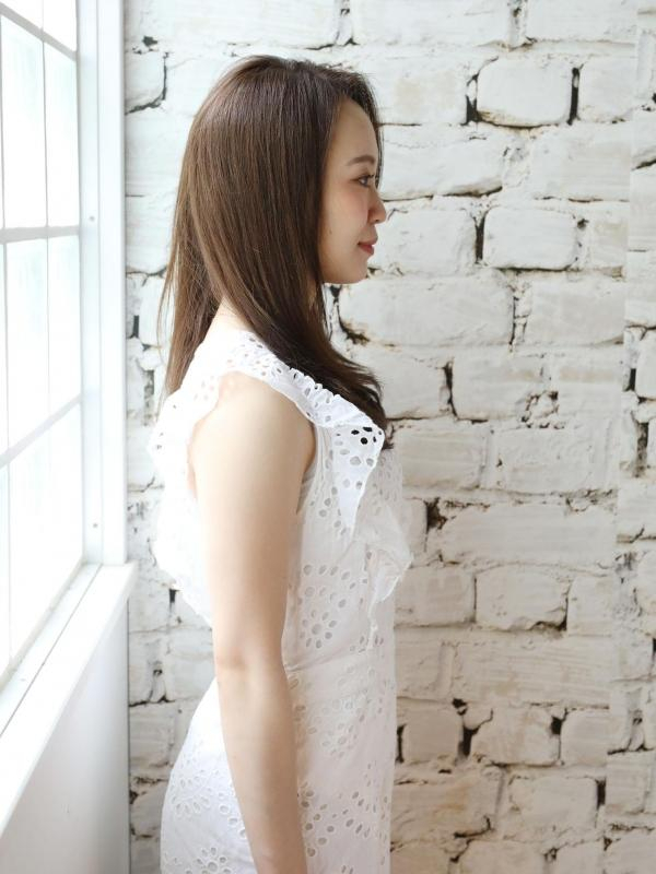 丸顔さんに似合う◎前髪なし黒髪セミロング