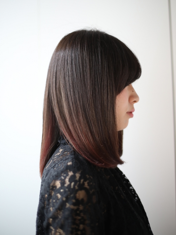 前髪あり☆しっとり清楚なミディアムストレートスタイル