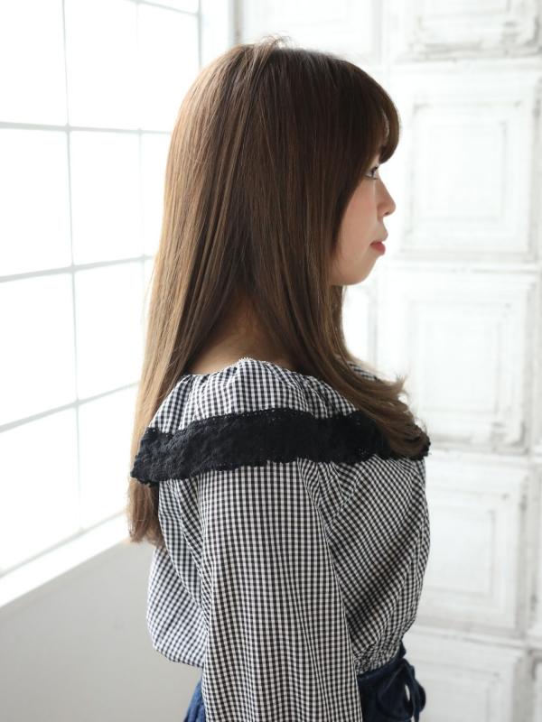 ふんわりバング×マロンブラウンが大人可愛いレイヤーセミロング