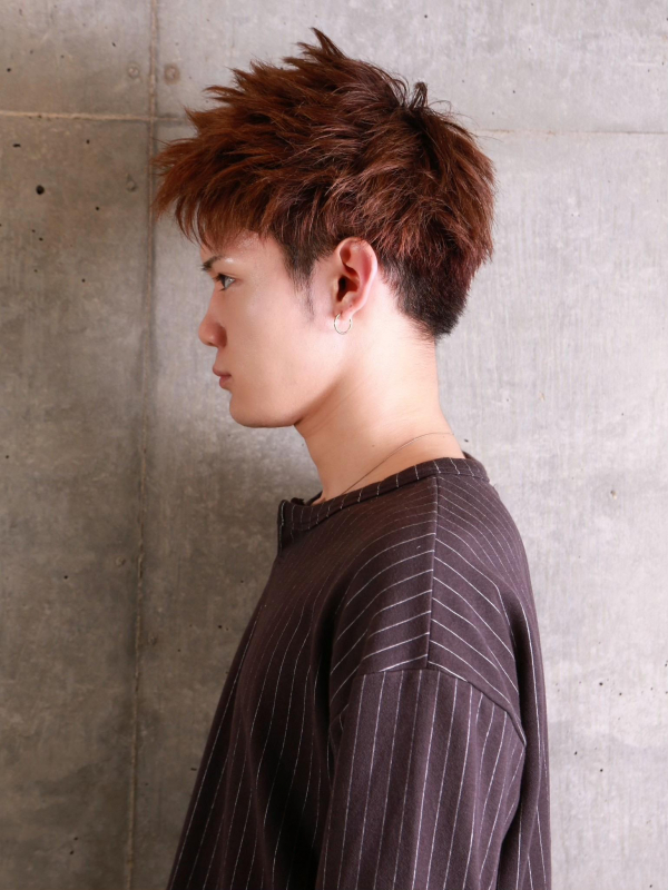 襟足のみ刈りあげたブラウンのショートメンズスタイル