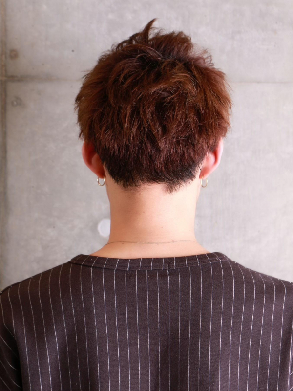 襟足のみ刈りあげたブラウンのショートメンズスタイル